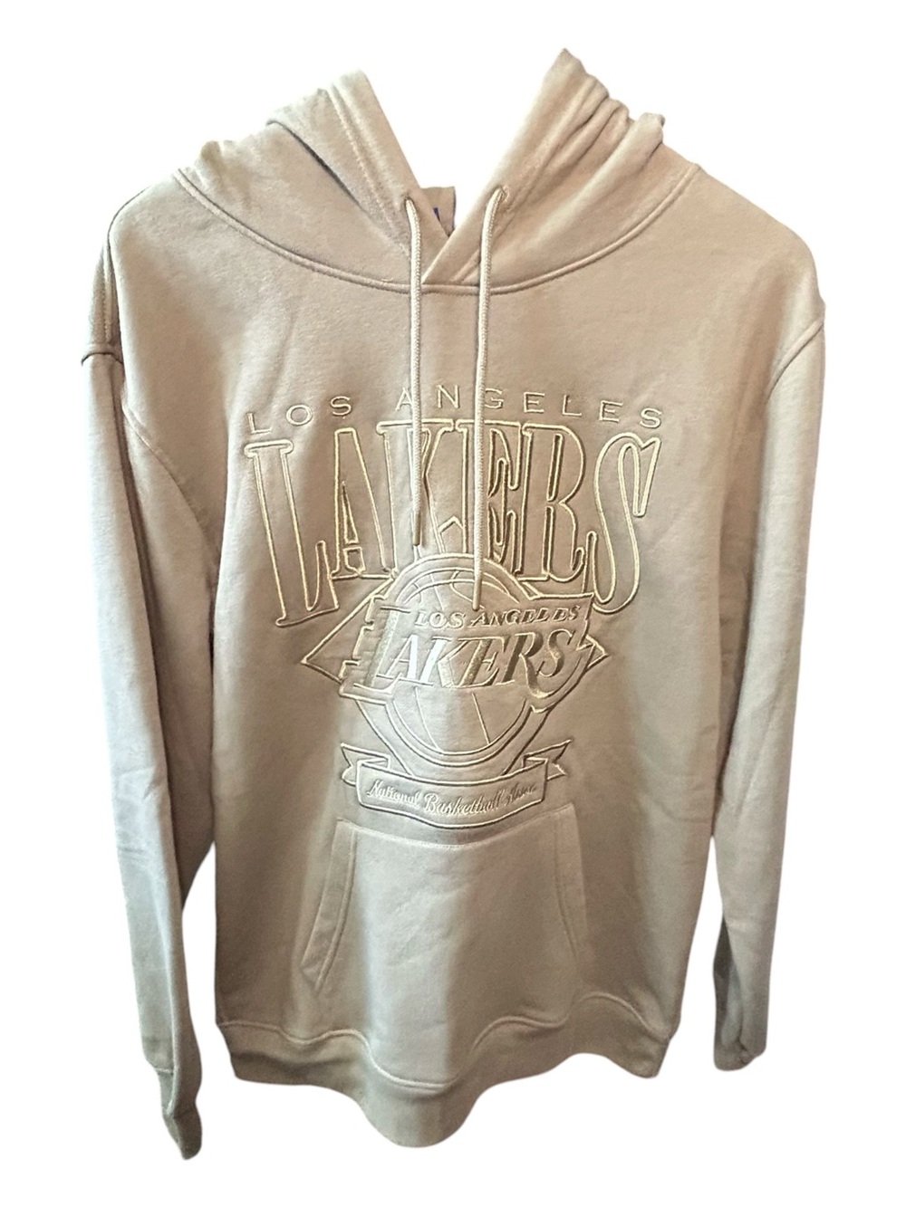 Los Angeles Lakers Beige Embroidered Pullover Hoodie